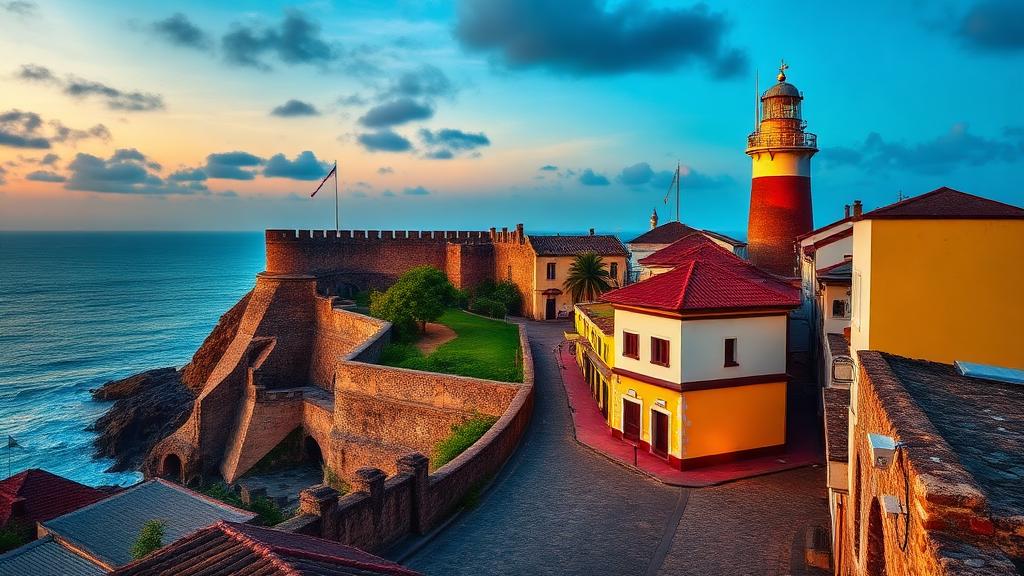 Fort colonial de Galle au coucher du soleil