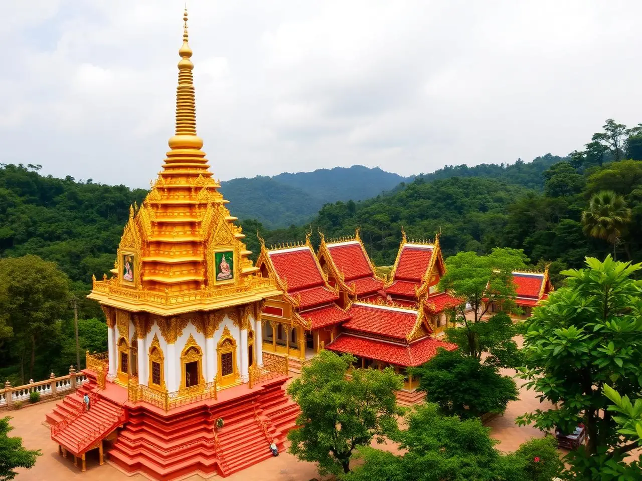 Temple thaïlandais au petit matin